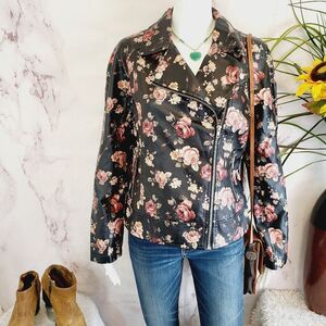 One of a Kind Floral Anthropologie Leather Biker Jacket 🖤